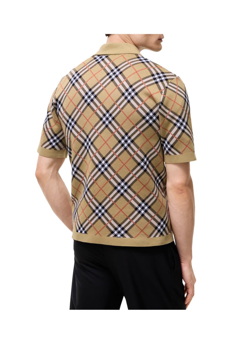 Check Cotton Blend Polo Shirt, Alternate, color, Sand beige