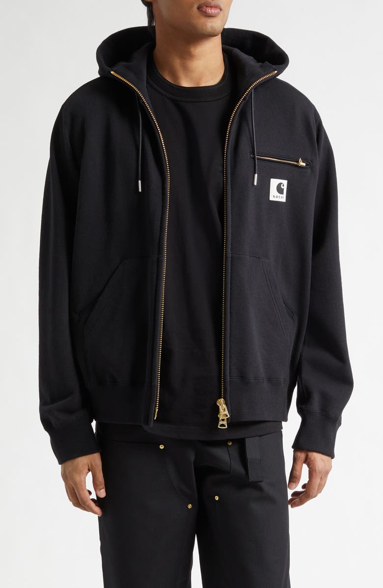 Sacai Carhartt WIP Cotton Jersey Full Zip Hoodie, Main, color, 