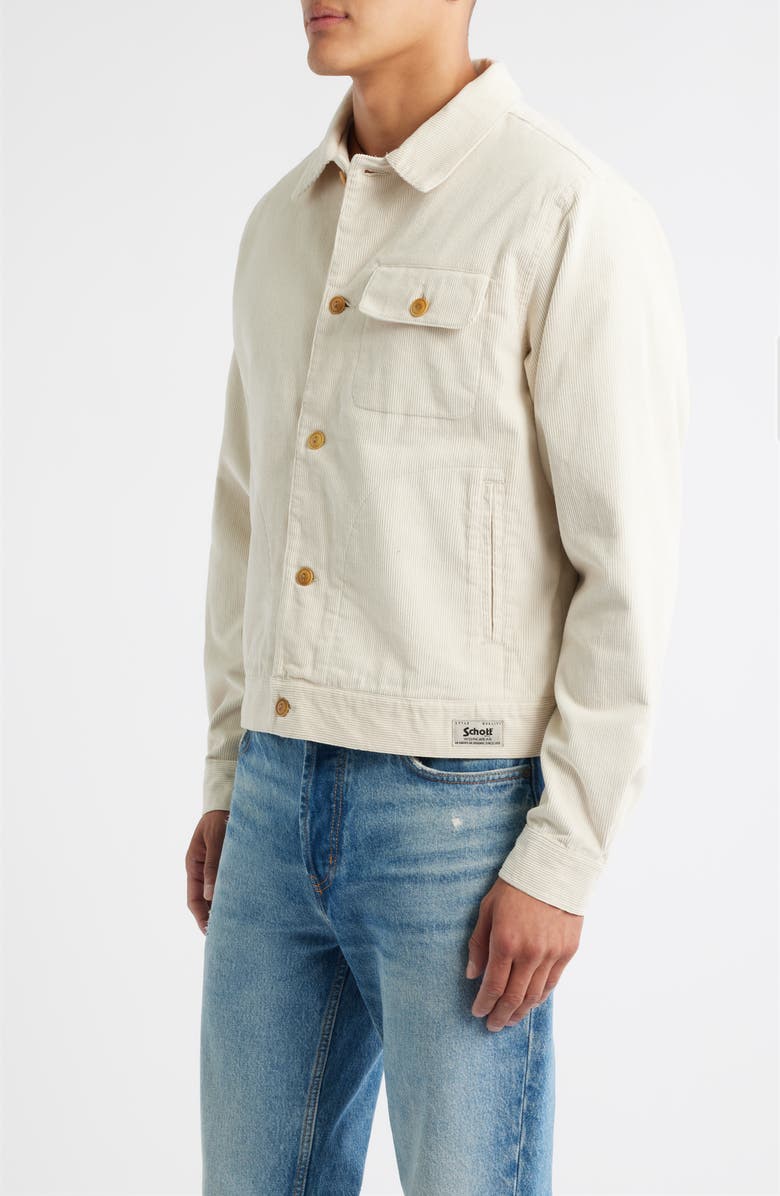 Schott NYC Cotton Corduroy Trucker Jacket, Alternate, color, Off White