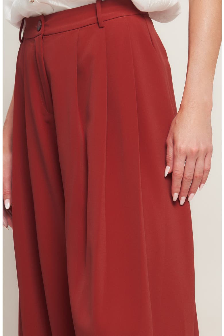 Pleated Front Wide Leg Pants, Alternate, color, RUBY