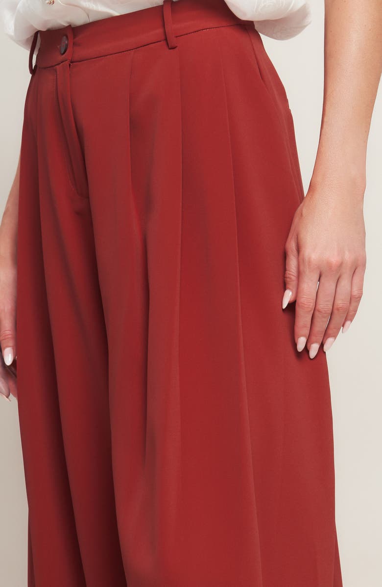 FLYING TOMATO Pleated Front Wide Leg Pants, Alternate, color, Ruby