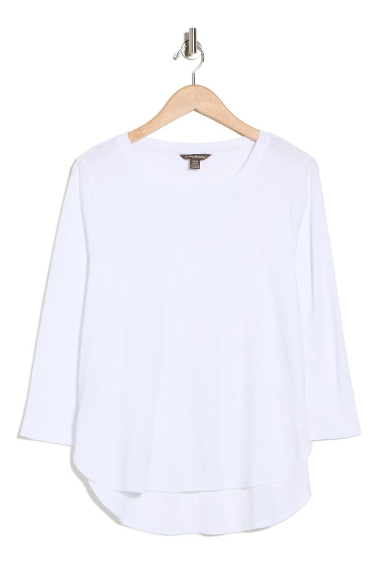 Ribbed High-Low Cotton Shirt, Alternate, color, WHITE