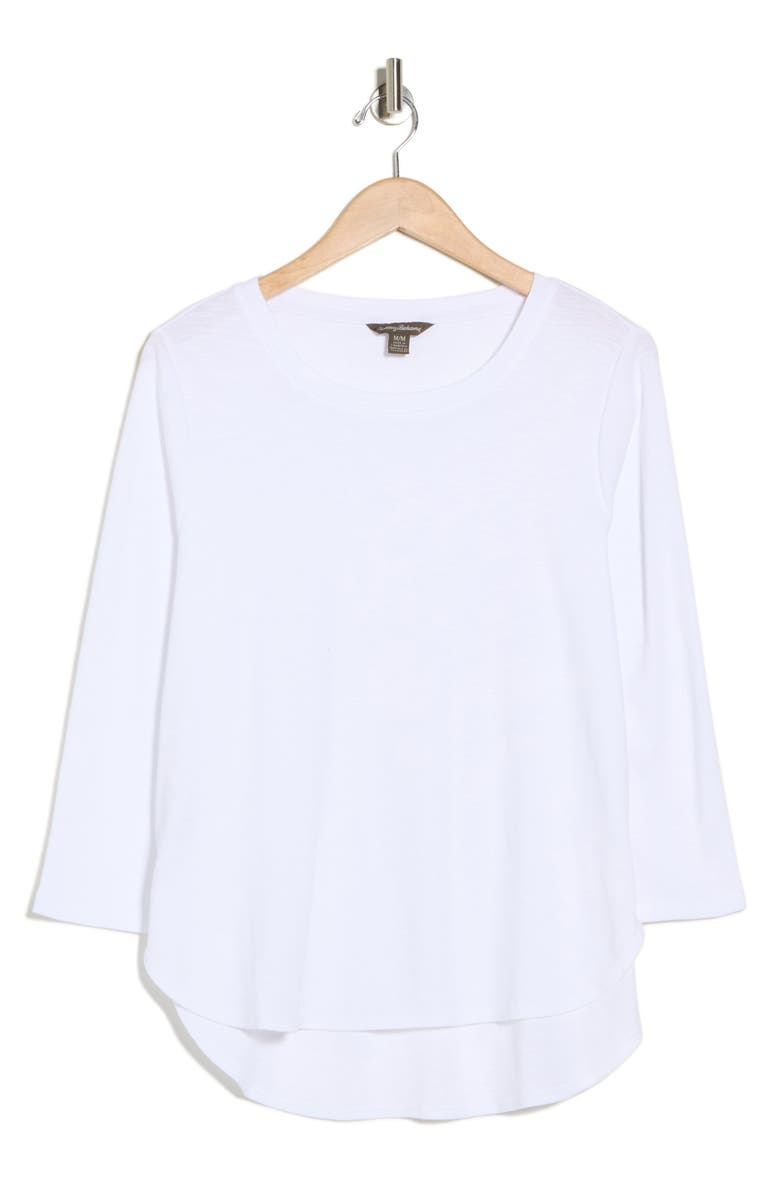 Tommy Bahama Ribbed High-Low Cotton Shirt, Main, color, White