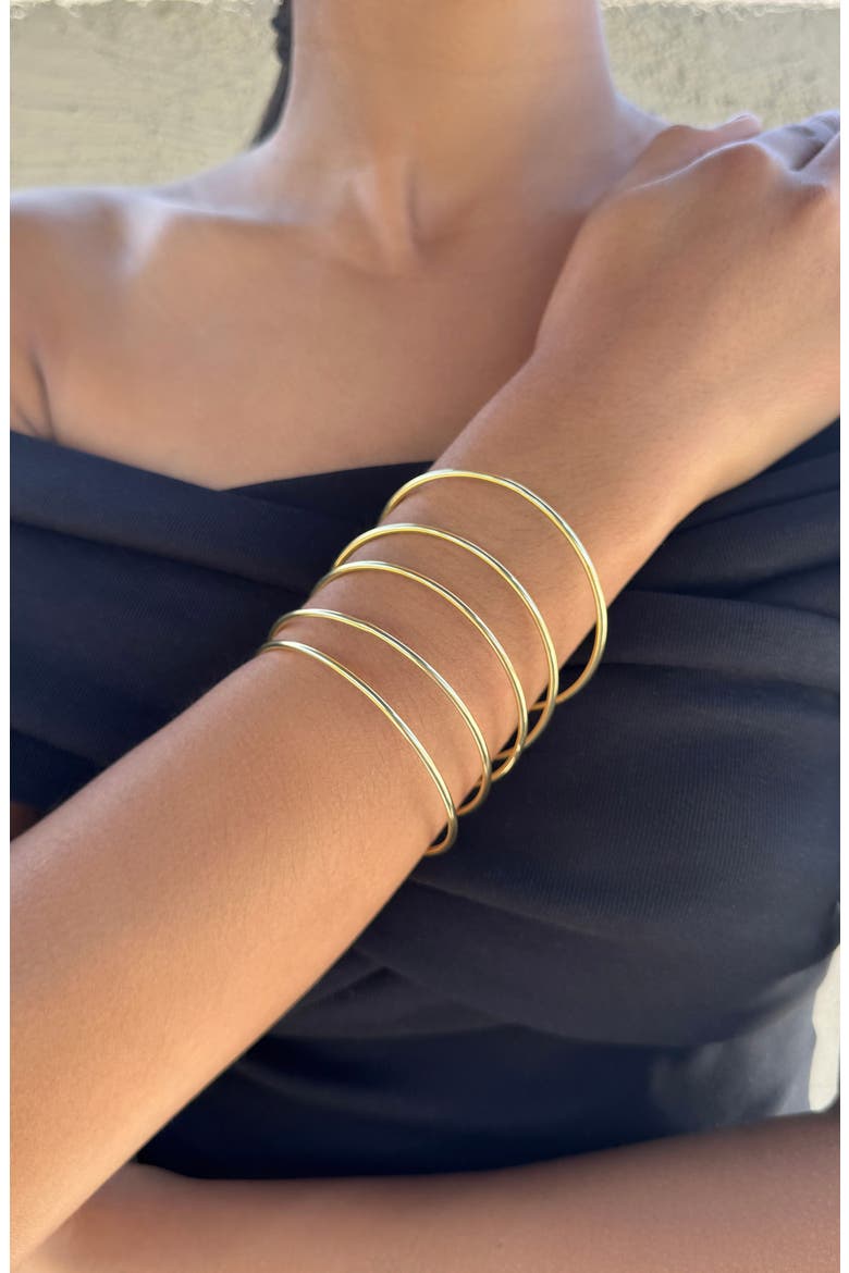 Set of 5 Tube Bangle Bracelets, Alternate, color, GOLD