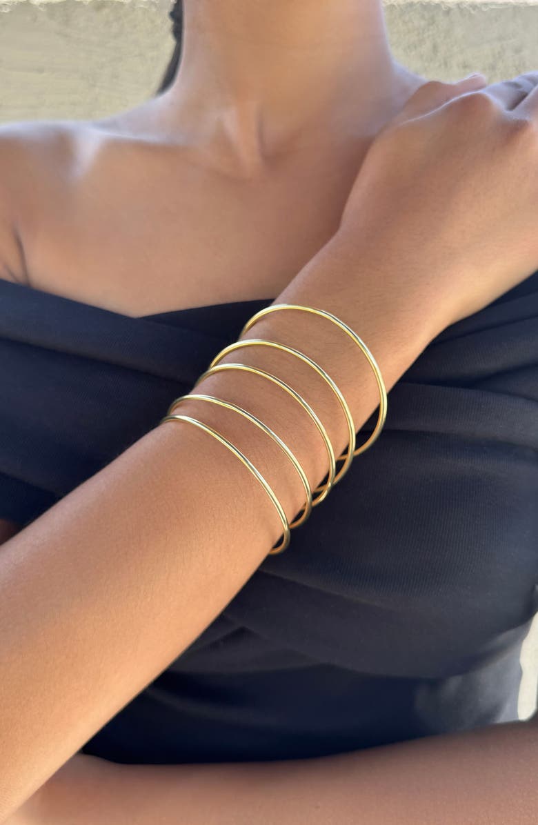 Adornia Set of 5 Tube Bangle Bracelets, Alternate, color, Gold