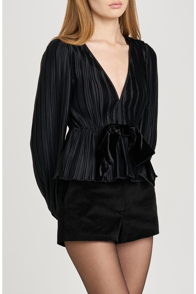 Melissa Plissé Bow Top, Alternate, color, BLACK