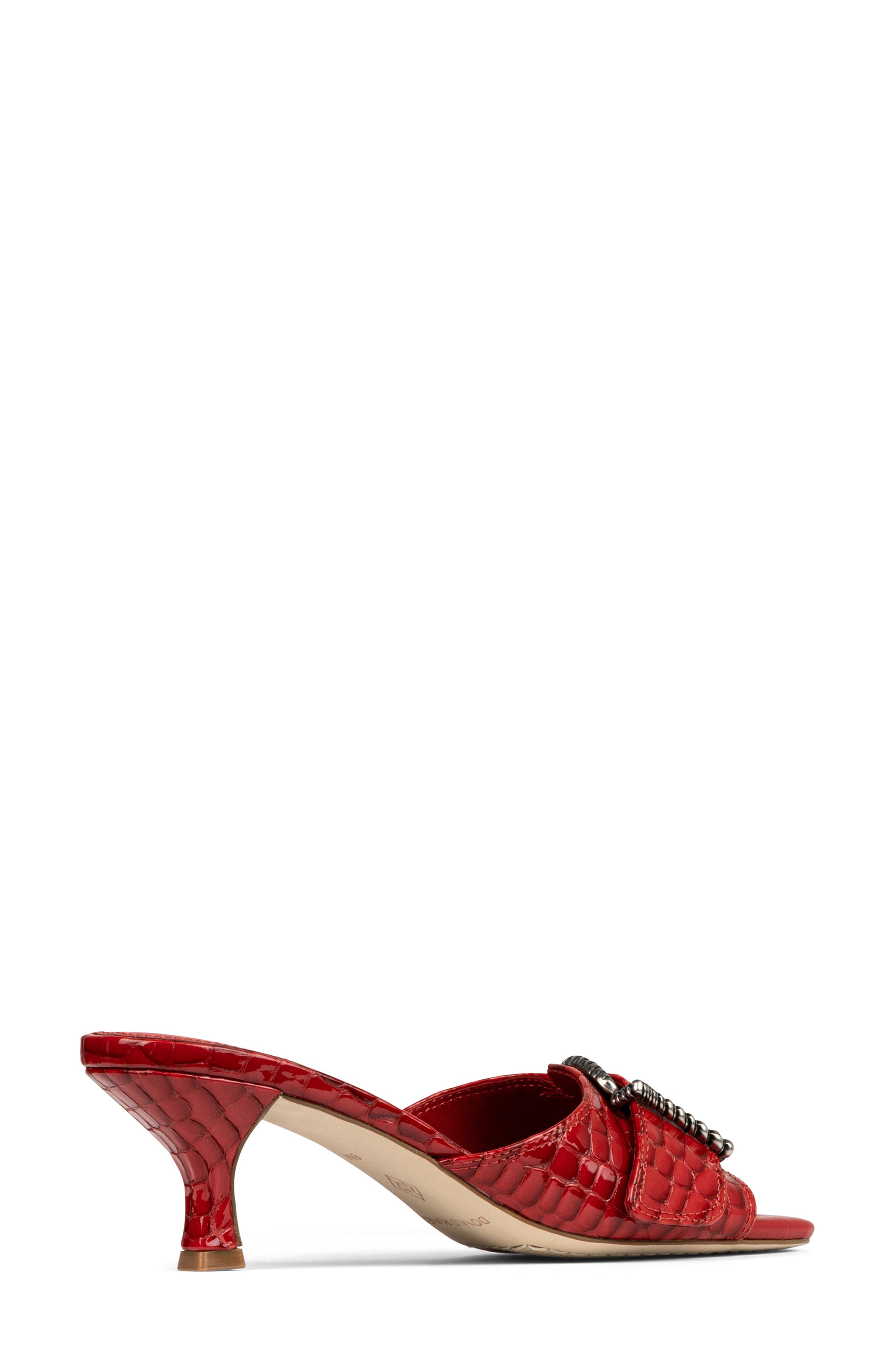 Buckle Croc Embossed Slide Sandal, Alternate, color, TOMATO