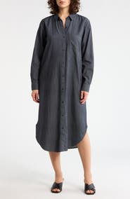 Eileen Fisher Long Sleeve Organic Cotton Shirtdress