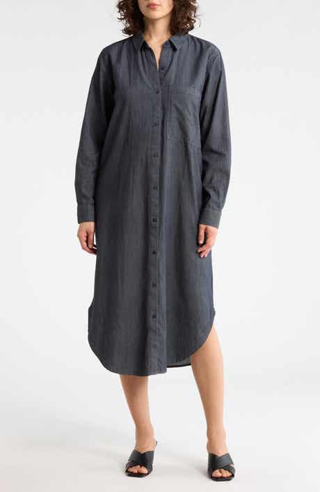 Eileen Fisher Long Sleeve Organic Cotton Shirtdress