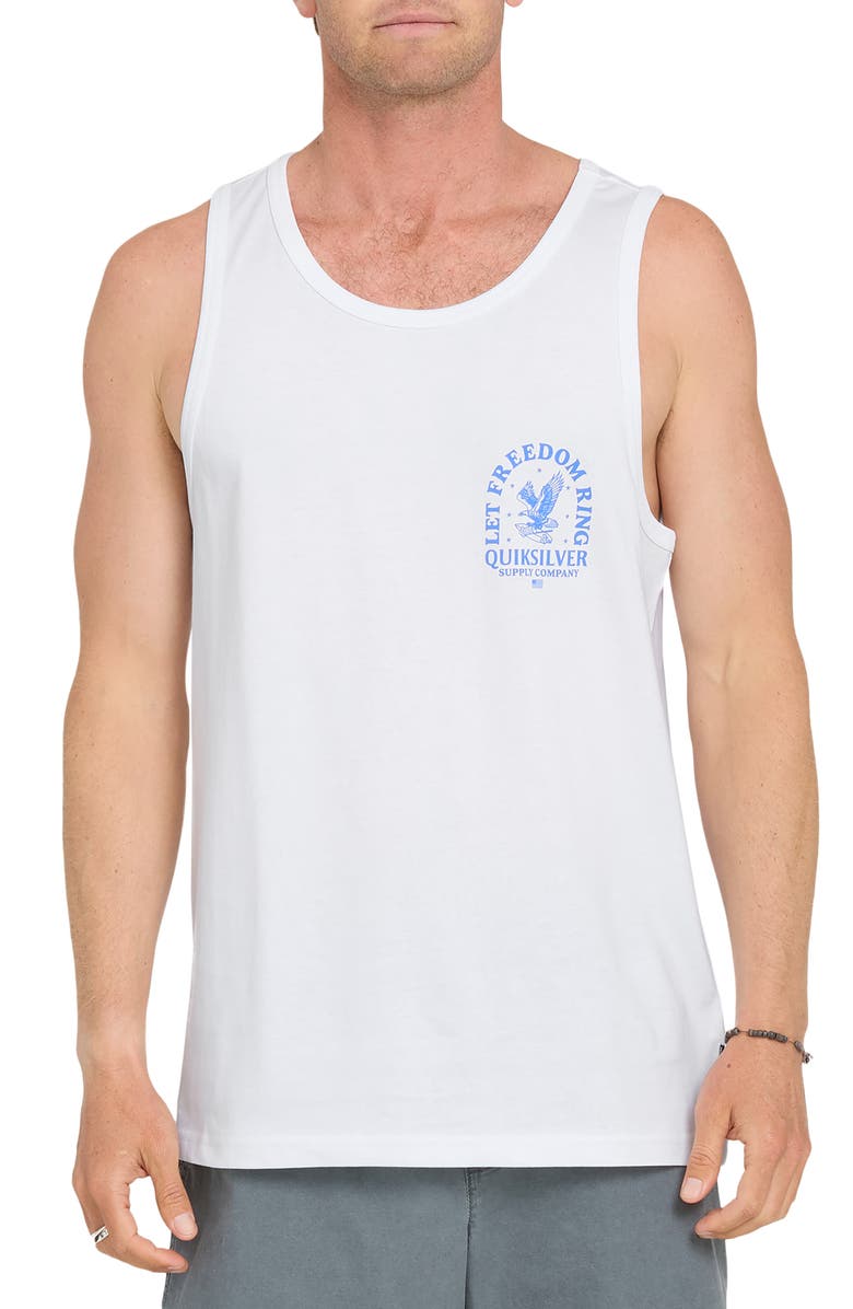 Quiksilver Freedom Ring Graphic Cotton Tank, Main, color, White