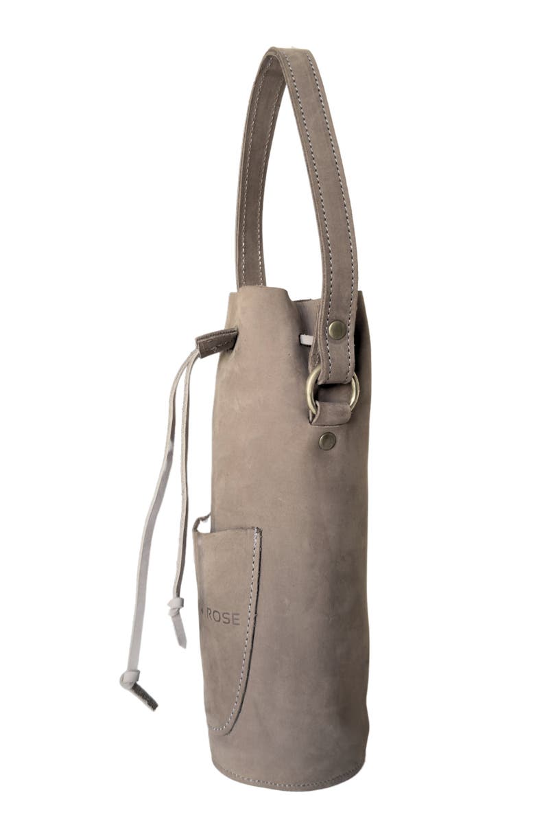 Sarep + Rose Leather Bottle Tote with Pocket, Alternate, color, Dark Gray Nubuck