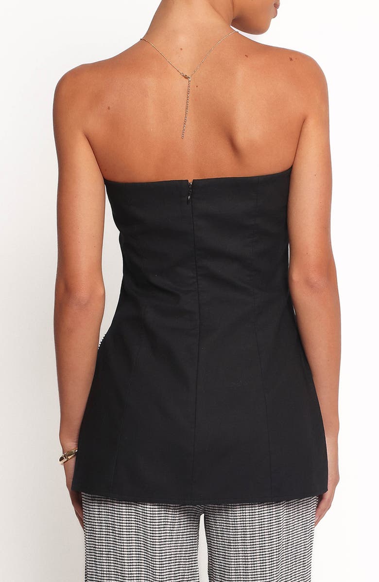 Petal & Pup Giovana Longline Strapless Cotton & Linen Top, Alternate, color, Black