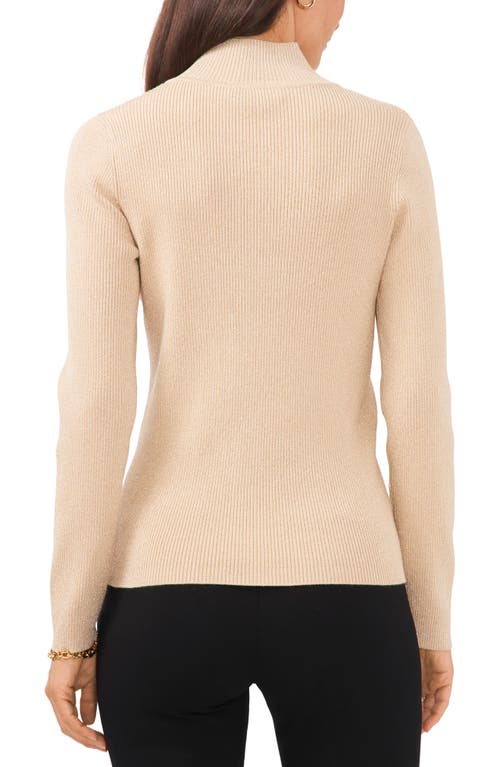 Chaus Metallic Turtleneck Sweater In Nude