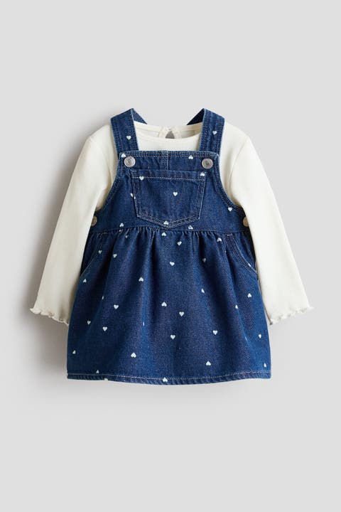 2-piece Overall Dress And Top Set