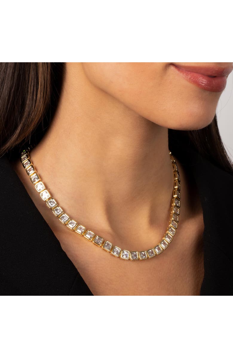 BY ADINA EDEN CZ Princess Cut Bezel Tennis Necklace, Alternate, color,