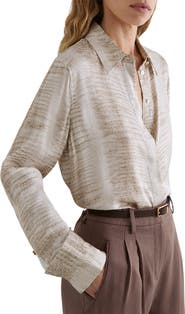 Reiss Annie Snake Print Hidden Placket Shirt