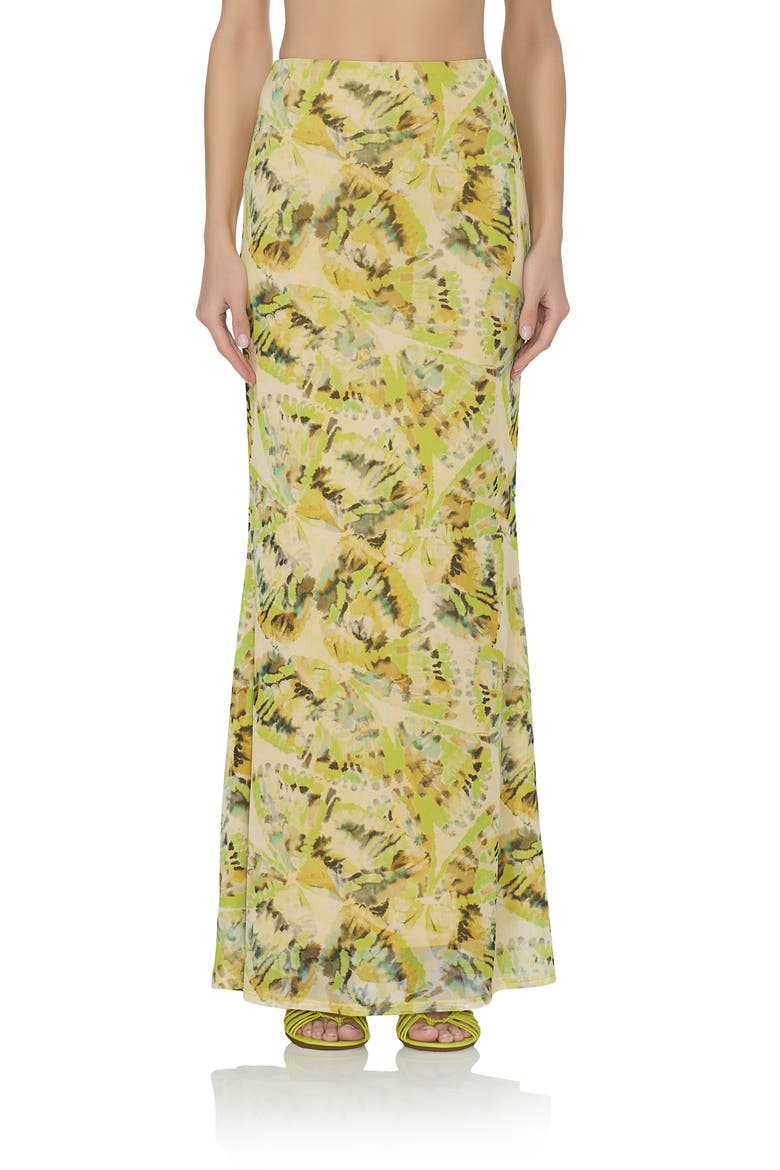 Tegan Print Mesh Maxi Skirt, Main, color, LIME WING