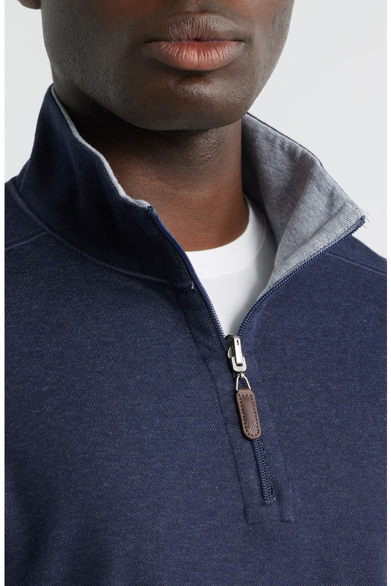 Icon Reversible Cotton Blend Quarter Zip Pullover, Alternate, color, NAVY/ STORM