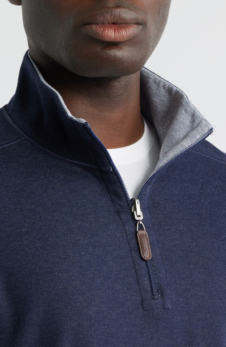 Johnston & Murphy Icon Reversible Cotton Blend Quarter Zip Pullover, Alternate, color, Navy/ Storm