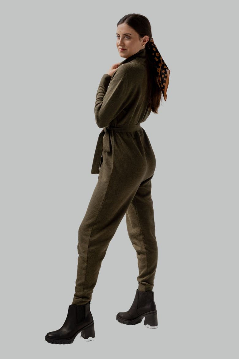 Wrap Neck Jumpsuit, Alternate, color, HUNTER