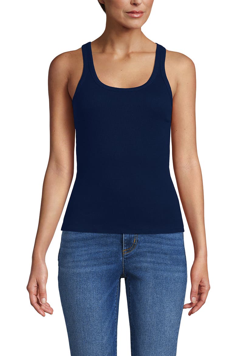 Micro Rib Go-To Layering Tank, Main, color, Deep Sea Navy