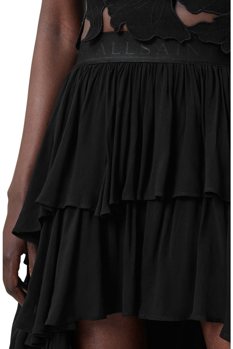 Cavarly Layered Ruffle High-Low Maxi Skirt, Alternate, color, BLACK