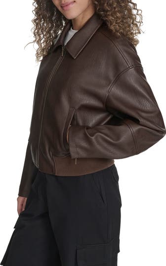 Faux Leather Bomber Jacket