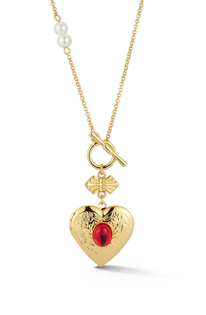 CHLOE AND MADISON Heart Locket Pendant Necklace, Main, color, Gold