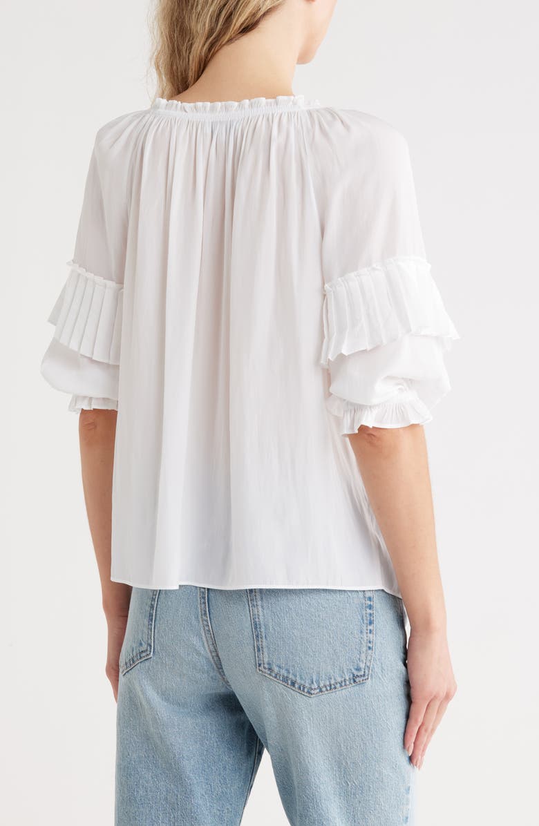 Ramy Brook Jiya Off the Shoulder Balloon Sleeve Top, Alternate, color, White