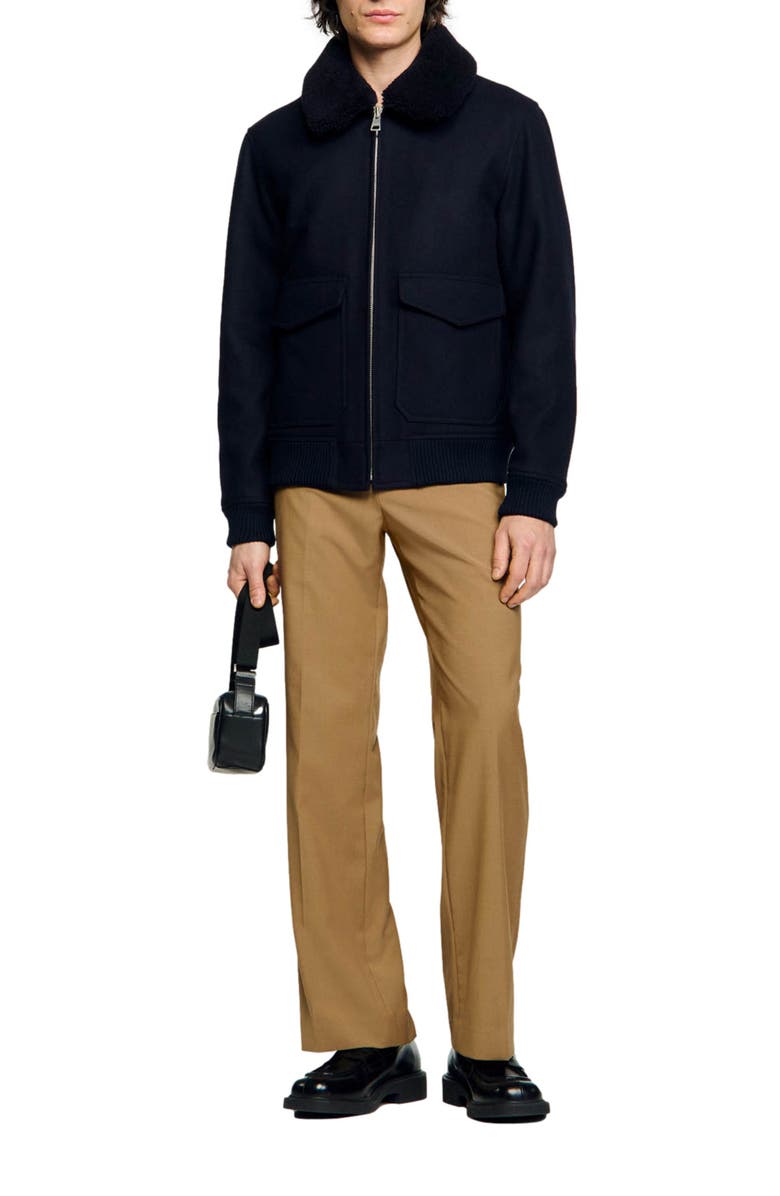 SANDRO Wool aviator jacket, Alternate, color, 