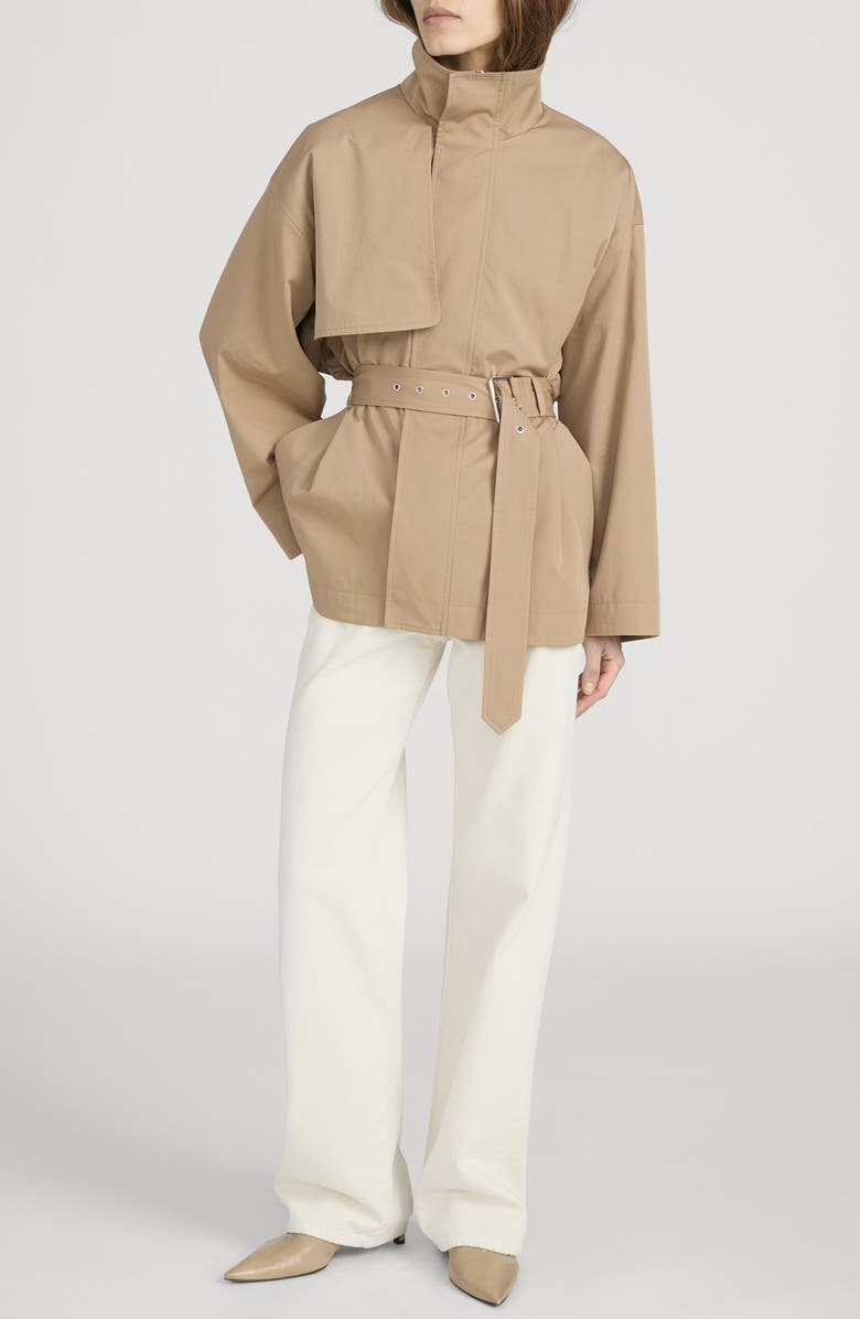 FRAME The Short Field Trench Coat, Alternate, color, Khaki
