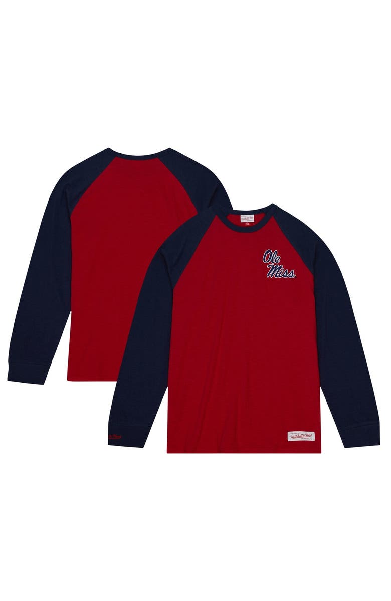 Mitchell & Ness Men's Mitchell & Ness Red Ole Miss Rebels Legendary Slub Raglan Long Sleeve T-Shirt, Main, color, Red