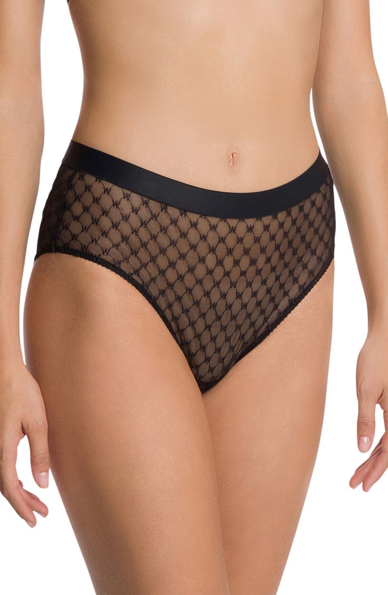 Wolford Sheer Logo Modern Briefs, Main, color,