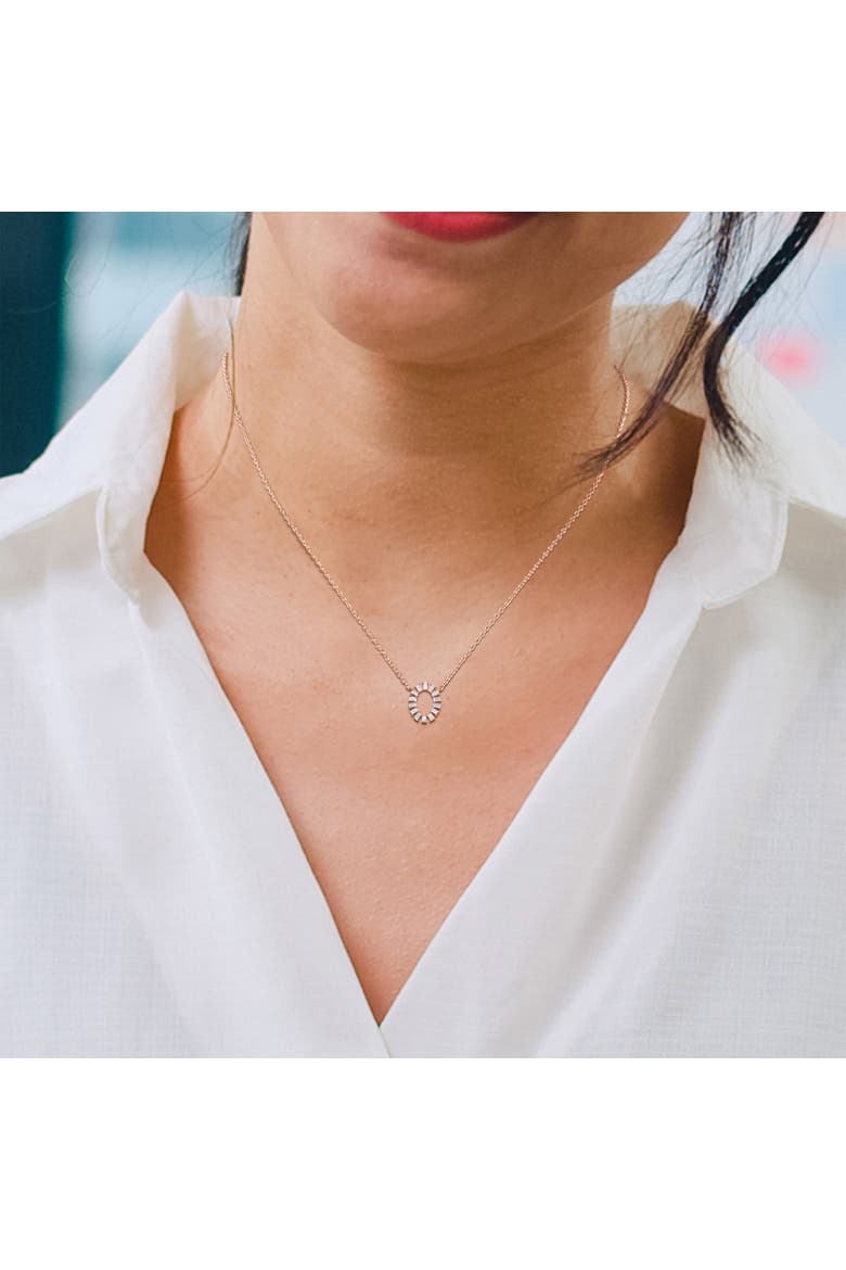 Diamond Open Oval Necklace 14k Rose Gold, Alternate, color, Rose Gold