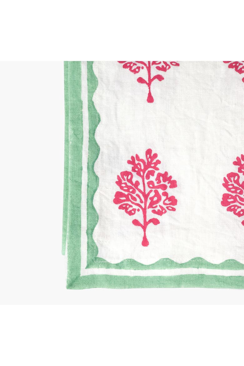 Sara - Pure Linen Hand-Printed Table Runner, Alternate, color, Pink & Pastel Green