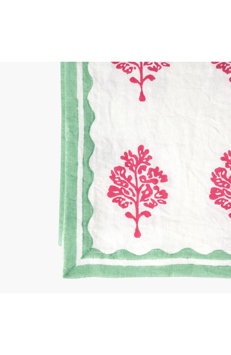 Banyan & Birch Sara - Pure Linen Hand-Printed Table Runner, Alternate, color, Pink & Pastel Green