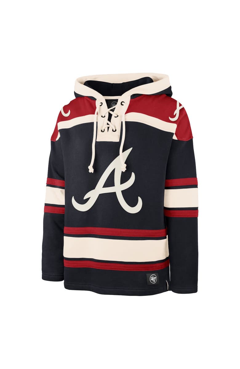 '47 Men's '47 Navy Atlanta Braves Superior Lacer Pullover Hoodie, Alternate, color, 
