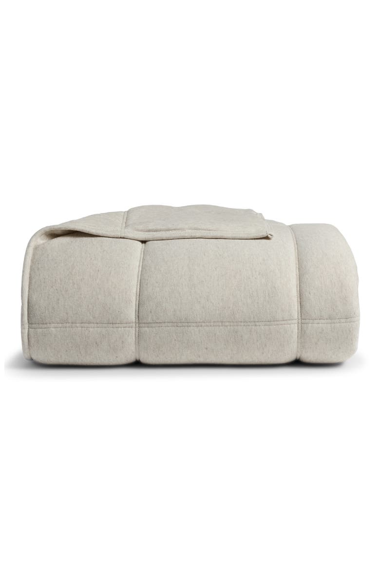 Cotton & Linen Blend Jersey Quilt, Main, color, HEATHERED OATMEAL