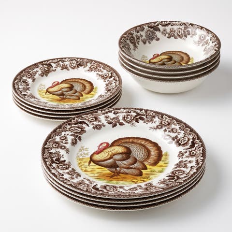Woodland Turkey 12 Piece Dinnerware Set, Service for 4