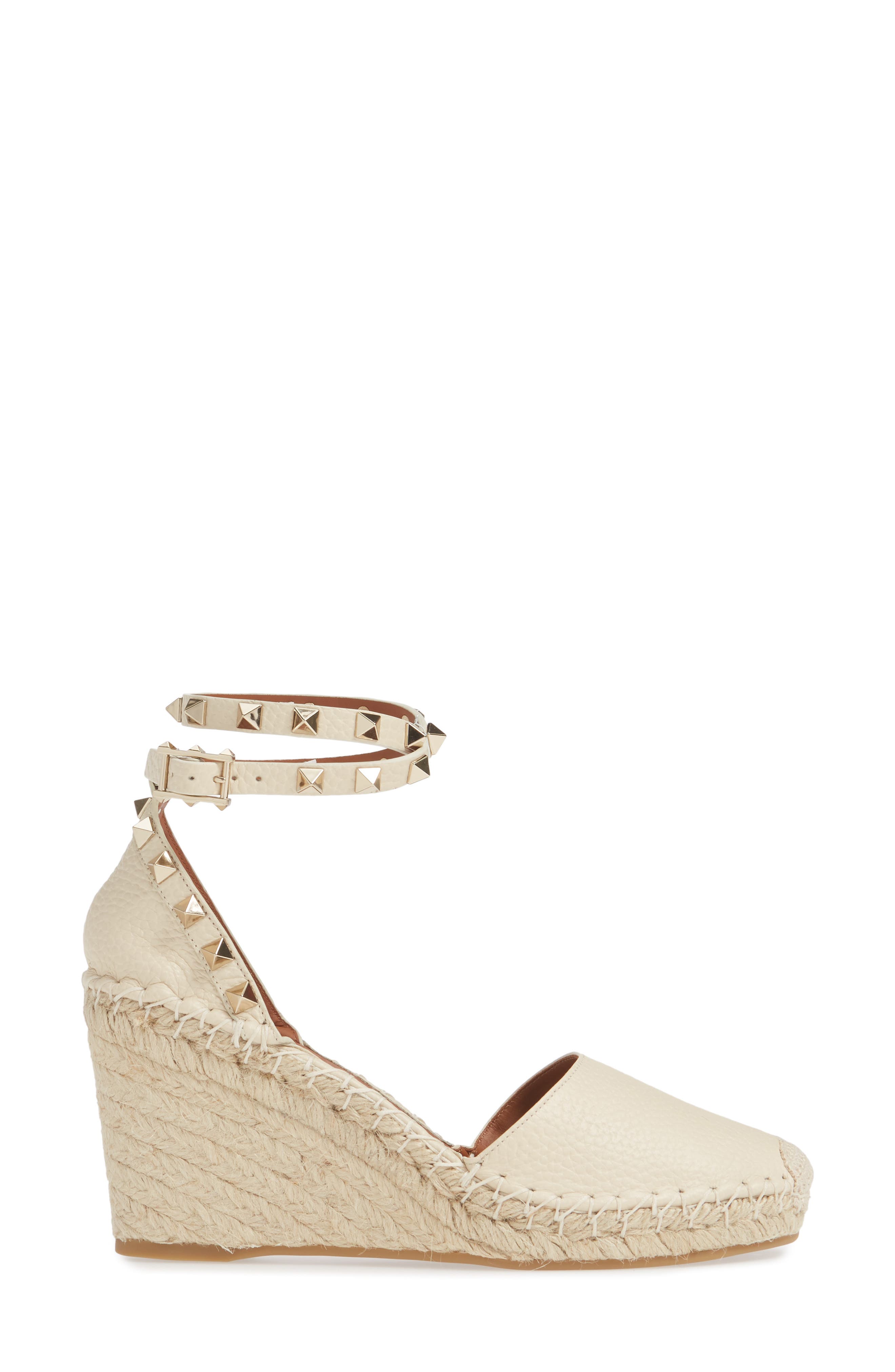 Valentino Garavani Rockstud Espadrille Wedge Sandal, Alternate, color, 