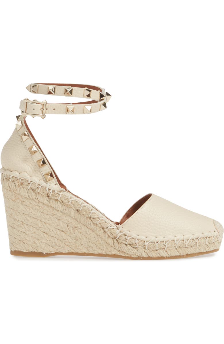 Valentino Garavani Rockstud Espadrille Wedge Sandal, Alternate, color,