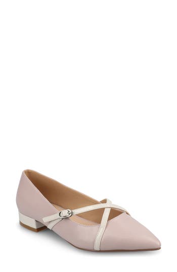 Journee Collection Women's Camby Crisscross Strap Pointed Toe Flats In Lilac