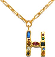 Sequin Emilie Crystal Initial Pendant Necklace