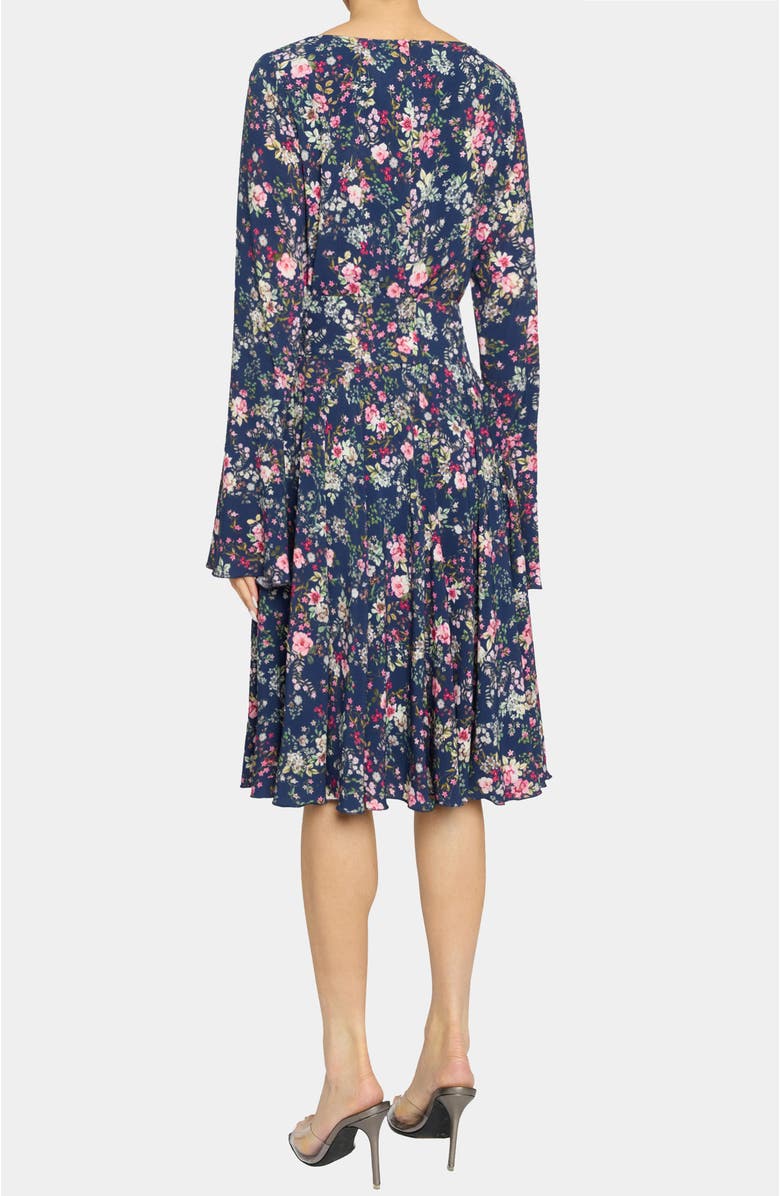 Santorelli RONI Long Sleeve Fit and Flare Dress in Stretch Floral Print, Alternate, color, Aegean Multi