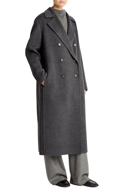 Vince Double Breasted Long Wool-blend Coat In Gray