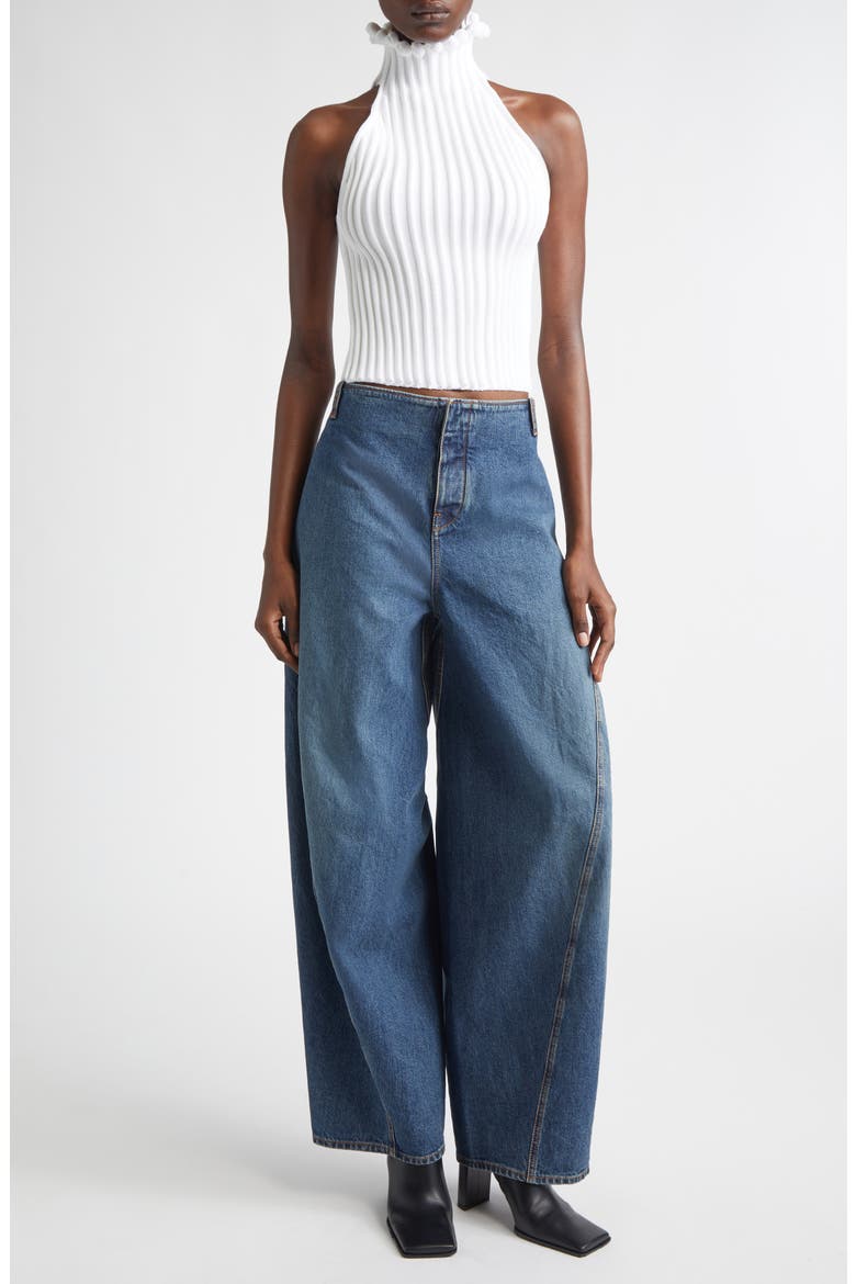 Curled Trim Rib Top, Alternate, color, BLANC