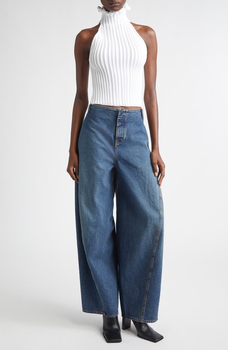Alaïa Barrel Leg Jeans, Alternate, color, Bleu Delave