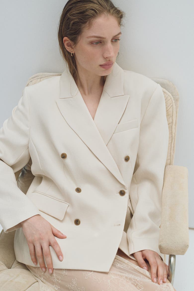 Double-breasted Blazer, Alternate, color, Light beige
