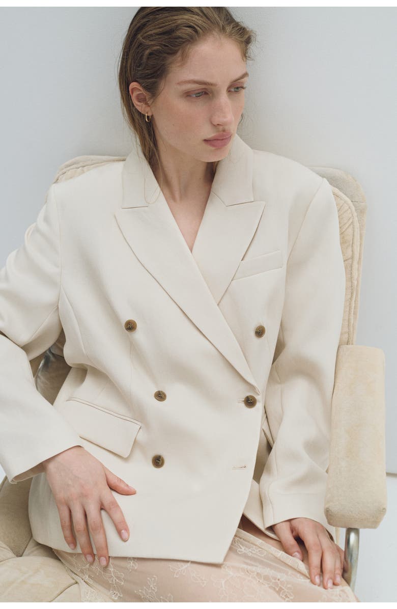 H&M Double-breasted Blazer, Alternate, color, Light Beige
