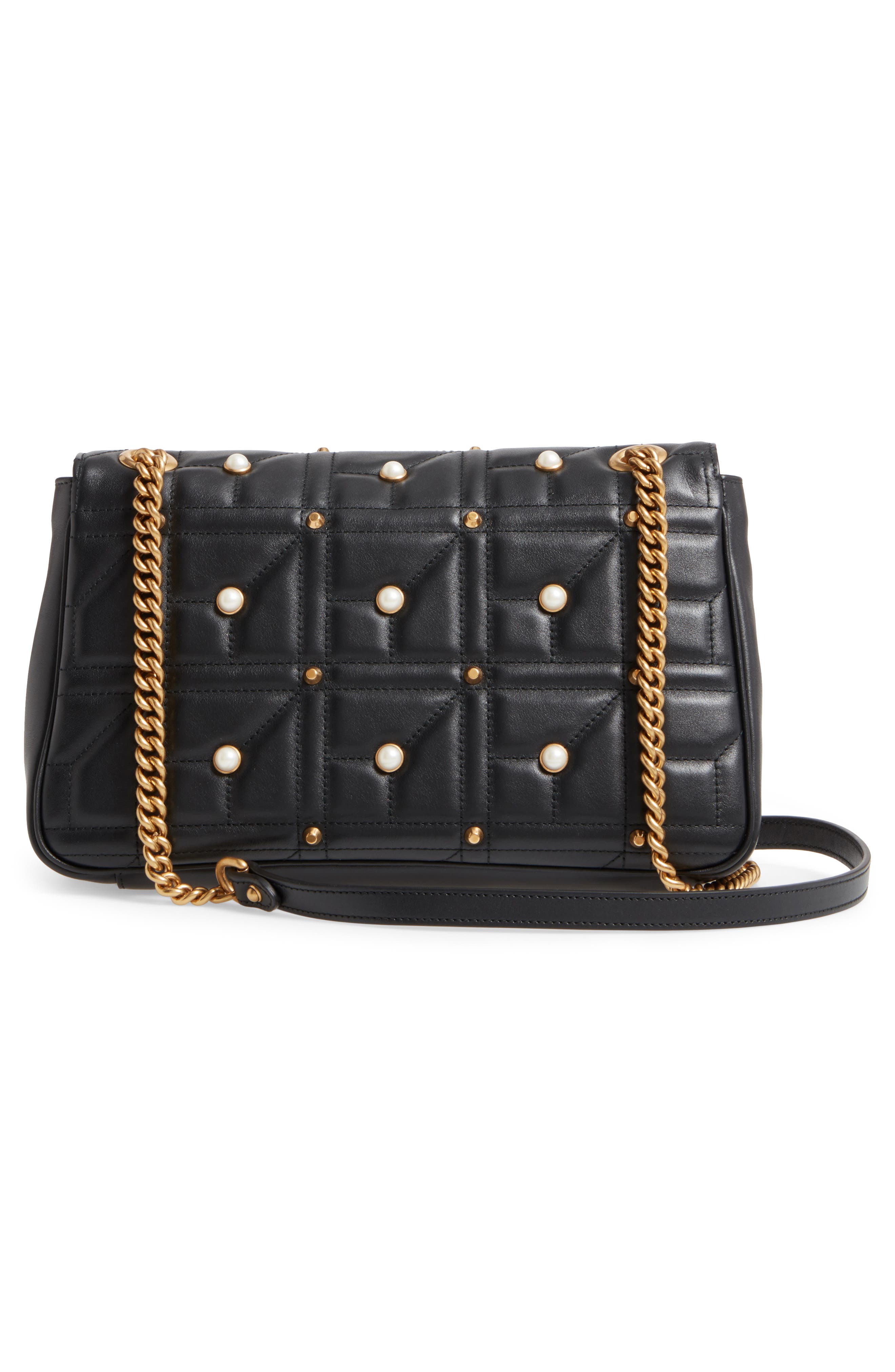 Gucci GG Marmont 2.0 Imitation Pearl Logo Matelassé Leather Shoulder Bag, Alternate, color, 